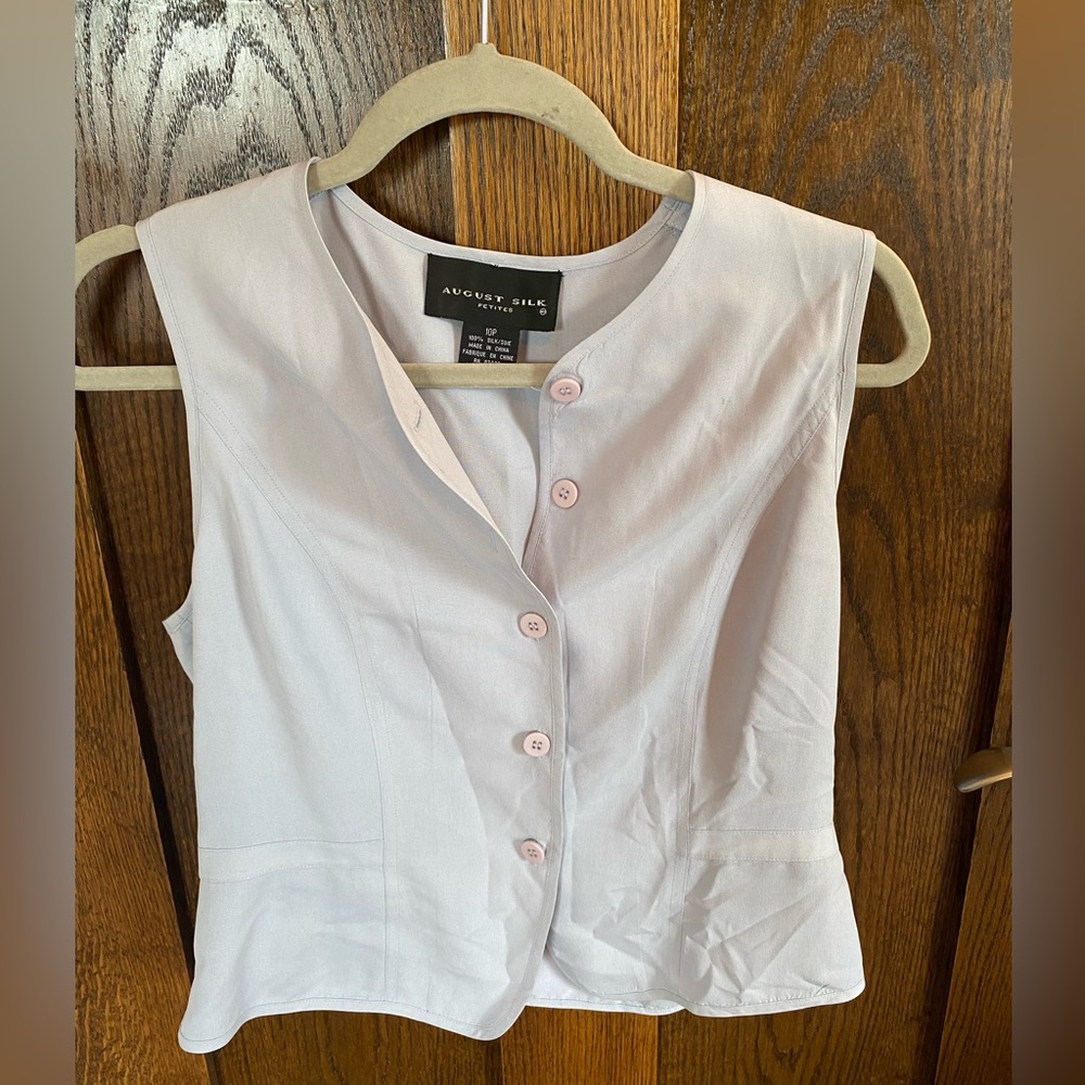 100% silk button up vest tank